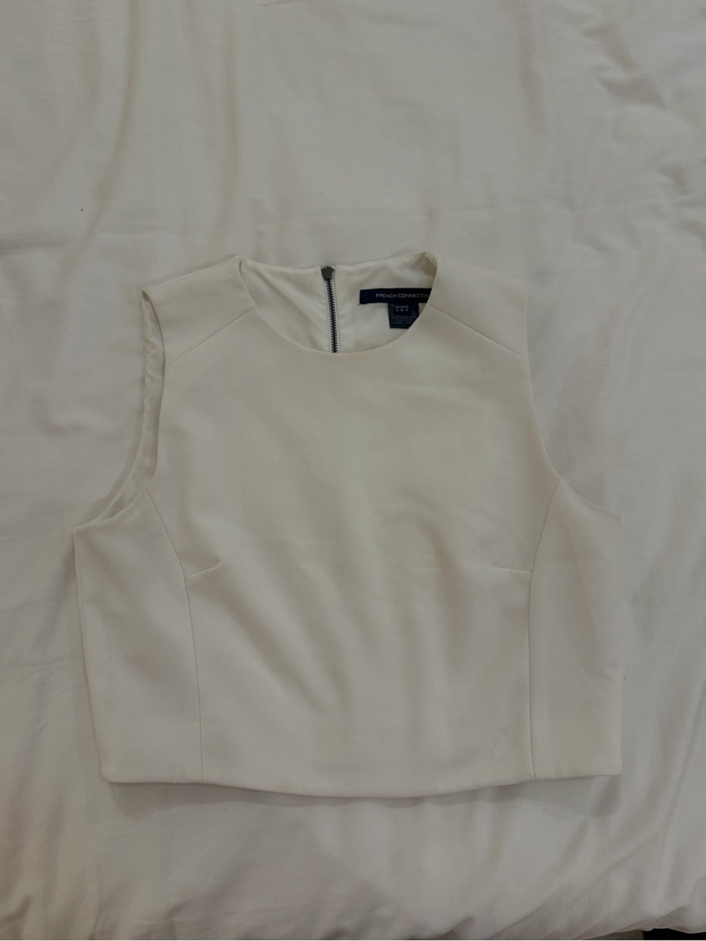 French Connection Cream Sleeveless Crop Top with Back Zip